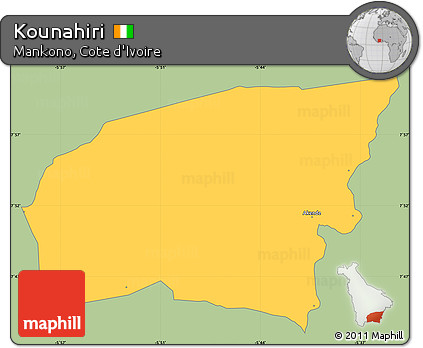 Savanna Style Simple Map of Kounahiri, single color outside