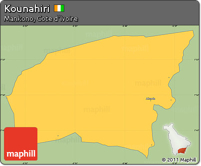 Savanna Style Simple Map of Kounahiri, single color outside