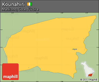 Savanna Style Simple Map of Kounahiri, single color outside