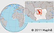 Gray Location Map of Mankono, highlighted country