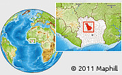 Physical Location Map of Mankono, highlighted country