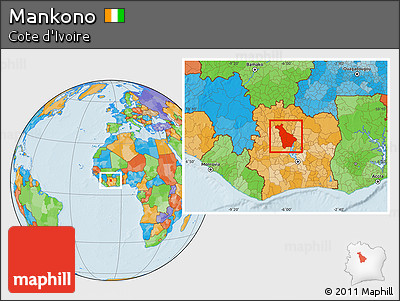 Political Location Map of Mankono
