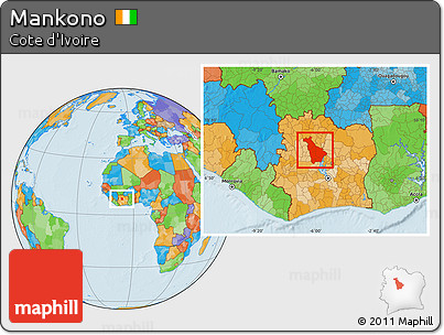 Political Location Map of Mankono
