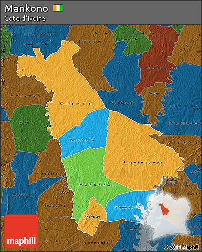 Political Map of Mankono, darken