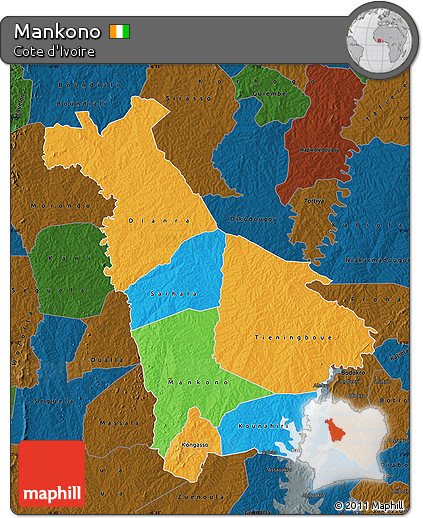 Political Map of Mankono, darken