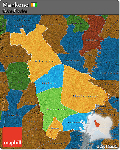 Political Map of Mankono, darken