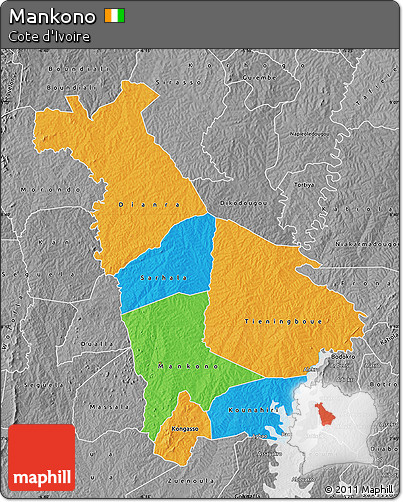 Political Map of Mankono, desaturated