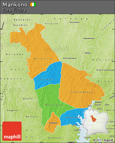 Political Map of Mankono, physical outside