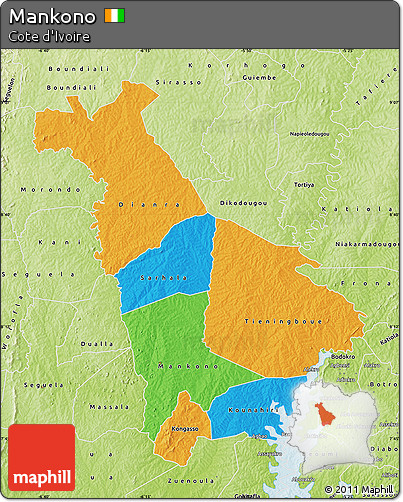 Political Map of Mankono, physical outside