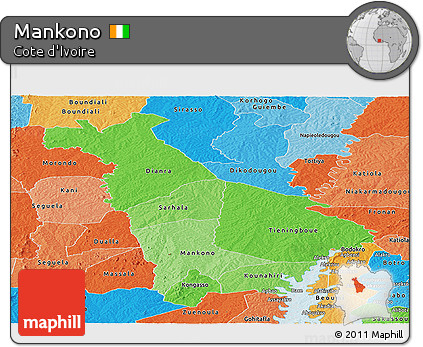 Political Shades Panoramic Map of Mankono