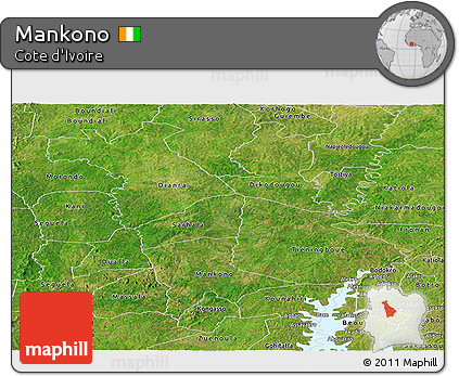 Satellite Panoramic Map of Mankono