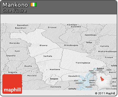 Silver Style Panoramic Map of Mankono