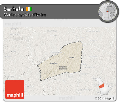 Shaded Relief 3D Map of Sarhala, lighten