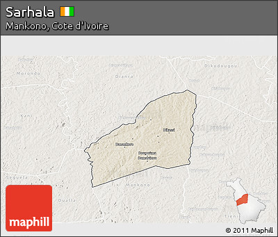 Shaded Relief 3D Map of Sarhala, lighten