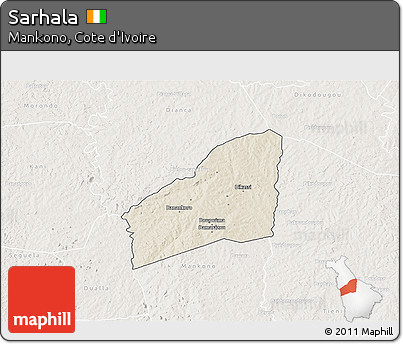 Shaded Relief 3D Map of Sarhala, lighten