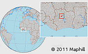 Gray Location Map of Sarhala, within the entire country