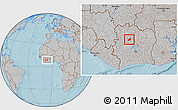Gray Location Map of Sarhala, hill shading