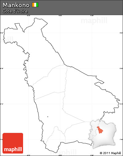 Blank Simple Map of Mankono, cropped outside, no labels