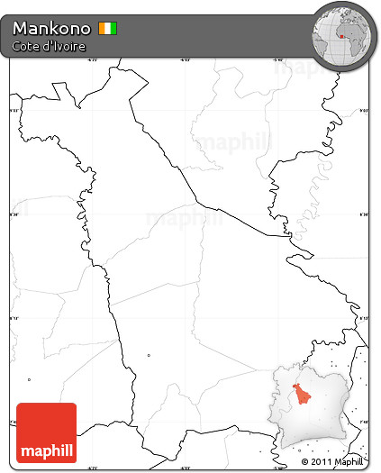 Blank Simple Map of Mankono, no labels