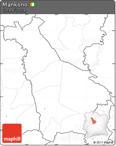 Blank Simple Map of Mankono, no labels