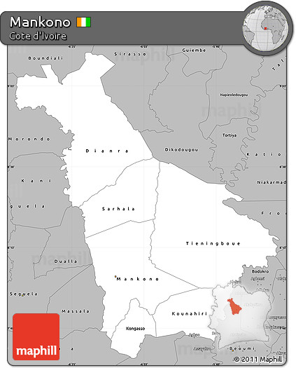 Gray Simple Map of Mankono