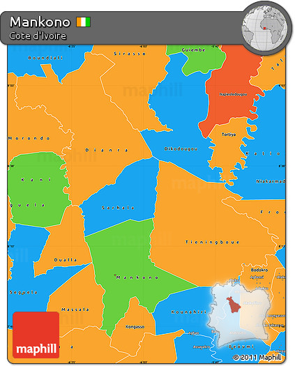 Political Simple Map of Mankono
