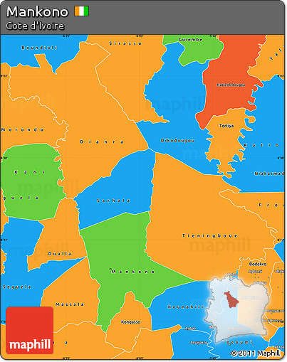 Political Simple Map of Mankono
