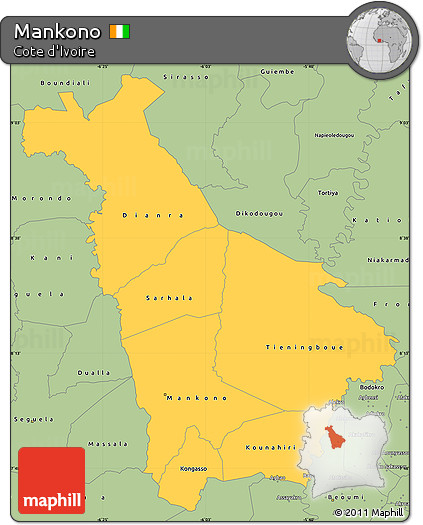 Savanna Style Simple Map of Mankono