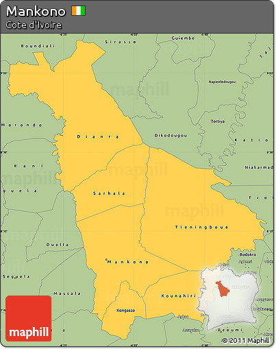 Savanna Style Simple Map of Mankono