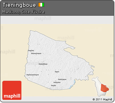 Classic Style 3D Map of Tieningboue, single color outside