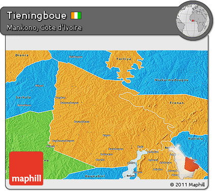 Political 3D Map of Tieningboue