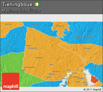 Political 3D Map of Tieningboue