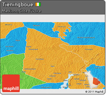 Political 3D Map of Tieningboue