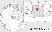 Blank Location Map of Tieningboue, highlighted country, highlighted parent region, within the entire country