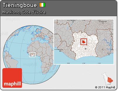 Gray Location Map of Tieningboue, highlighted country