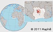 Gray Location Map of Tieningboue, highlighted country, highlighted parent region