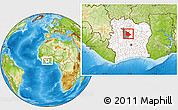 Physical Location Map of Tieningboue, highlighted country, highlighted parent region, within the entire country