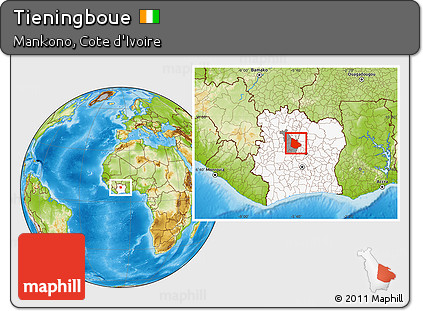Physical Location Map of Tieningboue, highlighted country, highlighted parent region