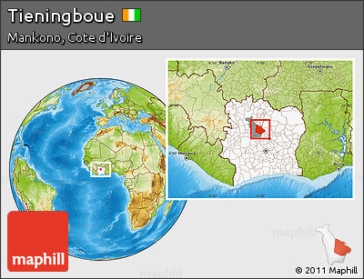 Physical Location Map of Tieningboue, highlighted country, highlighted parent region