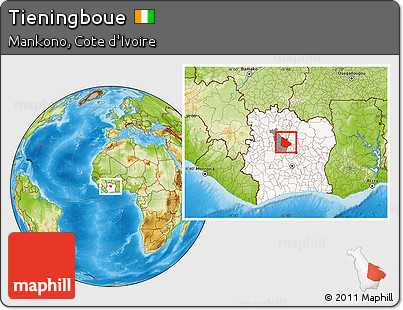 Physical Location Map of Tieningboue, highlighted country, highlighted parent region