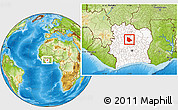 Physical Location Map of Tieningboue, highlighted country