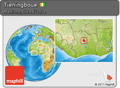 Physical Location Map of Tieningboue, highlighted parent region