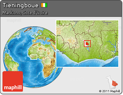 Physical Location Map of Tieningboue, highlighted parent region
