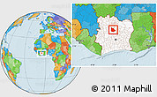 Political Location Map of Tieningboue, highlighted country, within the entire country