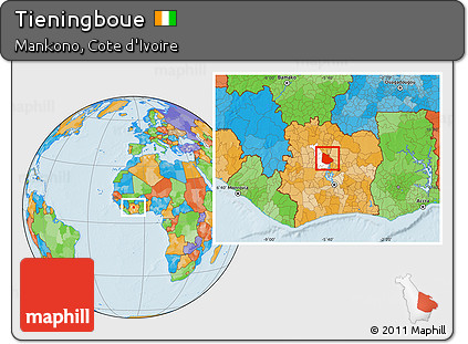 Political Location Map of Tieningboue, highlighted parent region