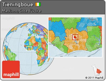 Political Location Map of Tieningboue, highlighted parent region