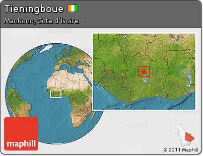Satellite Location Map of Tieningboue