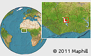 Satellite Location Map of Tieningboue, highlighted parent region