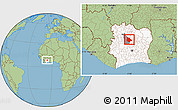 Savanna Style Location Map of Tieningboue, highlighted country, highlighted parent region
