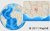 Shaded Relief Location Map of Tieningboue, highlighted parent region, within the entire country